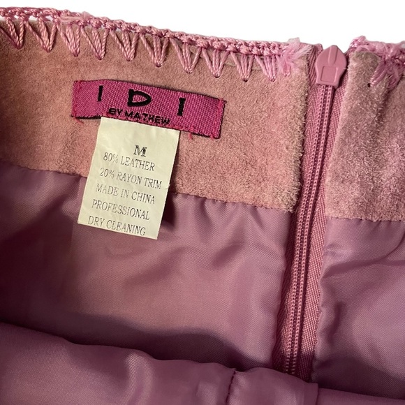 IDI Light Pink Y2K Suede Crochet Patchwork Mini Skirt Medium - Picture 3 of 4